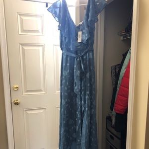 NWT Maxi Dress (Marion Jaquard Ruffle Maxi in Pacific Blue, Size XL)